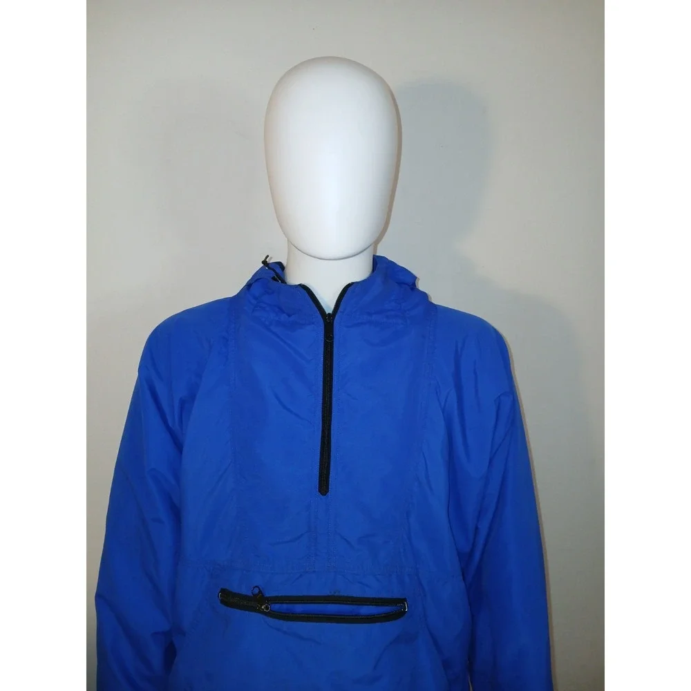 Vintage 80s L.L. Bean Anorak Size XL Blue 1/4 Zip Up Hooded USA